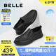 百麗男鞋一腳蹬休閑皮鞋夏季牛皮打孔透氣商務鞋A0695BM2 黑色A0695 41 (255mm)