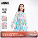 安奈兒童裝女大童長(zhǎng)袖連衣裙2023年春裝新款度假風(fēng)親膚舒適甜美印花裙子 粉調(diào)花 140cm
