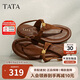 他她TATA盧昱曉午后莊園一字平底人字拖鞋涼鞋老錢(qián)風(fēng)7H1BL5啡色 37