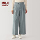 無(wú)印良品（MUJI）女式 彈力起毛 抽褶寬版褲 褲子女款秋冬款 長(cháng)褲 BE1TBC4A 灰色 S (155/62A)