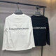 CALVIN KLEIN JEANS/ck男長(zhǎng)袖T恤刺繡秋冬浮雕字母男女款長(zhǎng)袖女T恤純棉寬松百搭圓領(lǐng) 白色 M