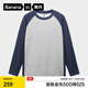 蕉內【王一博同款】熱皮502+++男士鎖溫圓領(lǐng)長(cháng)袖機能T恤運動(dòng)保暖上衣 【王一博同款】中麻灰拼海軍藍 XL