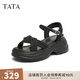 他她（TATA）涼鞋女鞋2025秋季新款休閑厚底法式氣質時裝涼鞋女 黑色 38