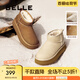 百麗（Belle）戶外休閑雪地靴女商場款保暖加絨短靴D1K4DDM4 棕色 37 (235mm)