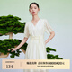 迪賽尼斯（DESIGNICE）新中式天絲裙子夏季新款國風(fēng)收腰杏色短袖連衣裙女 杏色 S