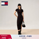 TOMMY JEANS【性感辣妹】25夏季女緊身包臀針織長裙/螺紋海邊吊帶連衣裙 【緊身短袖】黑色BDS S