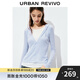 UR2025秋季新款女裝潮流假兩件撞色拼接連帽拉鏈T恤UYV450243 中灰藍 S