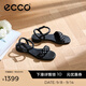 愛(ài)步（ECCO）涼鞋女 夏季方頭一字帶通勤休閑百搭粗跟涼鞋 雕塑233803 黑色23380301001 39