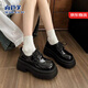 尚芭芙粗跟小皮鞋女秋冬季2025年新款單鞋日系jk制服配裙子厚底樂(lè )福鞋 亮黑色 38 (240mm)