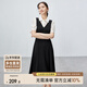 尚都比拉輕職場(chǎng)時(shí)尚優(yōu)雅本布細(xì)腰帶撞色拼接襯衫連衣裙 白拼黑 L