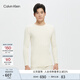Calvin Klein內衣秋冬男士休閑簡(jiǎn)約圓領(lǐng)柔軟舒適家居打底保暖內衣NM2342 101-上衣-象牙白 M