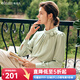 Olrain歐芮兒法式淺綠色雪紡蕾絲衫女2025秋裝新款職場(chǎng)輕熟風(fēng)上衣 淺綠色 L