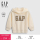 GAP男女童2025秋季新款Logo膠印抓絨套頭連帽衫兒童裝衛衣829299
