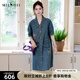 謎底牛仔連衣裙短袖女2025夏新款丹寧風翻領(lǐng)寬松直筒裙257ML7320 中藍 L