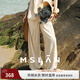 MSLAN「直腿神器」可調(diào)節(jié)抽繩休閑褲亞麻老錢風(fēng)復(fù)古松弛感闊腿褲 淺沙 M