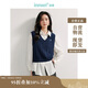 茵曼老錢風(fēng)麻花毛針織2025秋季女裝百搭馬甲通勤毛衣 寶藍(lán)色 XL