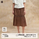 播蕾絲拼接裙擺A字半身裙女商場(chǎng)同款韓系風(fēng)格子長(cháng)裙BDR2BD0935 O91熔巖格 L