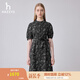 哈吉斯（HAZZYS）女裝 夏款女士立領(lǐng)印花短袖連衣裙女AQWSC0BBC08 藏青色NV M (160/84A 38)