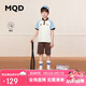 MQD童裝男童夏裝套裝polo領(lǐng)T恤兒童兩件套運動短袖 米白 160