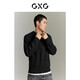 GXG男裝 城市定義黑白純色針織拼接肌理不易起球毛衣 黑色 180/XL