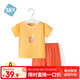 舒貝怡嬰兒衣服短袖套裝夏季寶寶純棉短褲兩件套兒童外出衣服 姜黃90CM