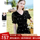 百圖betu女裝夏新款連衣裙短袖雪紡萌兔繡花減齡連衣裙女2303T90 黑色 L