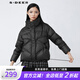 sdeer圣迪奧2021冬季女裝高領(lǐng)連帽格紋拼接假兩件短款羽絨服女S21482401 黑色/91 M/165