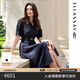 歌力思（ELLASSAY）【博主同款】25春夏新款釘珠復古松弛襯衫連衣裙女EWE361Y01200 藏藍色 M