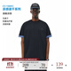 FPA涼感復(fù)古半袖t恤男潮流美式運動簡約寬松格子拼接黑色圓領(lǐng)短袖 黑色 M