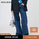 moussy 春季新品設(shè)計(jì)感解構(gòu)拼接松弛感牛仔褲女010HS611-0660 110藍(lán)色 M