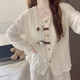 JIOESC帶胸墊睡衣女長袖春秋季2025新款學(xué)生甜美可愛卡通家居服兩件套裝 花邊杏色小狗【帶胸墊】 L 【100-120斤】