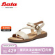 Bata一字帶涼鞋女2025夏羊皮涼鞋AYJ10BL5 米色 38