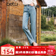 百圖betu女裝秋季新款牛仔褲高腰百搭牛仔褲煙管褲褲子女2408T82 牛仔色 L