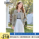 百圖betu女裝2025春季新款短外套麻感色織寬松收腰可調(diào)節(jié)外套2502T80 卡其綠 M