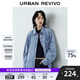 UR2025秋季新款女高智精英撞色提花超寬松牛仔襯衫UYY850220# 藍(lán)色 S