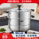愛(ài)仕達（ASD）蒸鍋不銹鋼蒸鍋加厚復底帶蒸籠蒸篦 電磁爐燃氣明火通用 雙層蒸鍋（玻璃蓋） 26cm