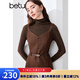 百圖betu女裝冬季新款連衣裙贈送腰帶開叉設(shè)計背帶裙裙子2410T93 咖啡色 L