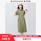 佐丹奴工裝襯衫裙女夏季純棉府綢口袋綁帶翻領(lǐng)連衣裙13465333