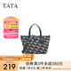 他她（TATA）復(fù)古老花手提包女包包休閑手拎包單肩包春季新款X3410AX5 蘭灰/綠 F