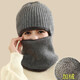 獅勒頭套帽子冬季男士防風(fēng)帽保暖帽子圍脖一體加厚蒙面防寒護耳加絨 灰色(無(wú)檐)