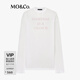 MO&Co.輕薄T恤2025夏新品沙爽棉質(zhì)個(gè)性印花寬松長袖圓領(lǐng)落肩MBE2TEE028 本白色 S /160