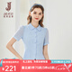 經(jīng)典故事（JANE STORY）2025夏季新款通勤收腰短袖襯衫女高端質(zhì)感雪紡襯衣設(shè)計感小眾上衣 M03 淺藍色 2XL