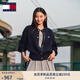 TOMMY JEANS【粗絞花】秋冬女裝復(fù)古學(xué)院風(fēng)慵懶風(fēng)寬松圓領(lǐng)針織開(kāi)衫外套 深海藍(lán)C1G S （推薦：100-115斤）