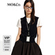 MO&Co.【C+系列】針織衫2025春新品綿羊毛POLO領(lǐng)無袖短款MBE1SWT016 深寶藍(lán)色 S 160