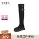 他她（TATA）厚底顯瘦過膝靴女靴氣質(zhì)長靴高筒靴冬季新款CFA01DC4 黑色 38