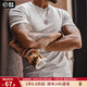 馬登工裝美式萊賽爾涼感T恤收袖口黑色速干健身衣v領(lǐng)修身短袖男夏 花灰色 【尺碼偏小/建議拍大一碼】 2XL