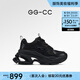 GG-CC【白鹿同款】秋季新款潮流厚底老爹鞋銀色增高休閑鞋女G24X9833 黑色 36