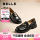 百麗（Belle）海鷗米色樂福鞋女皺皮商場同款通勤百搭鞋D7D1DAA5預(yù)售 黑色 38 (240mm)