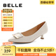 百麗（Belle）方扣高跟鞋女商場(chǎng)同款羊皮細(xì)跟單鞋Z2N2DCQ3 米白 38 (240mm)