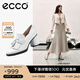 愛步（ECCO）高跟鞋女 優(yōu)雅流蘇深口牛皮粗跟正裝單鞋女  雕塑奢華222663 亮白色22266301002 39